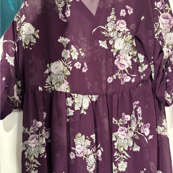 Floral Purple Sheer Top - Picture 2 of 5